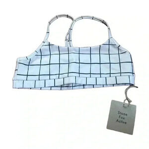 Stone Fox Active Teak Bra Sand Plaid NWT Size Large